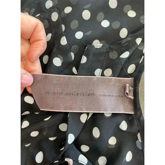 Moon Collection Women's 1X Sheer Black Polka Dot High Low Blouse - Picture 5 of 5